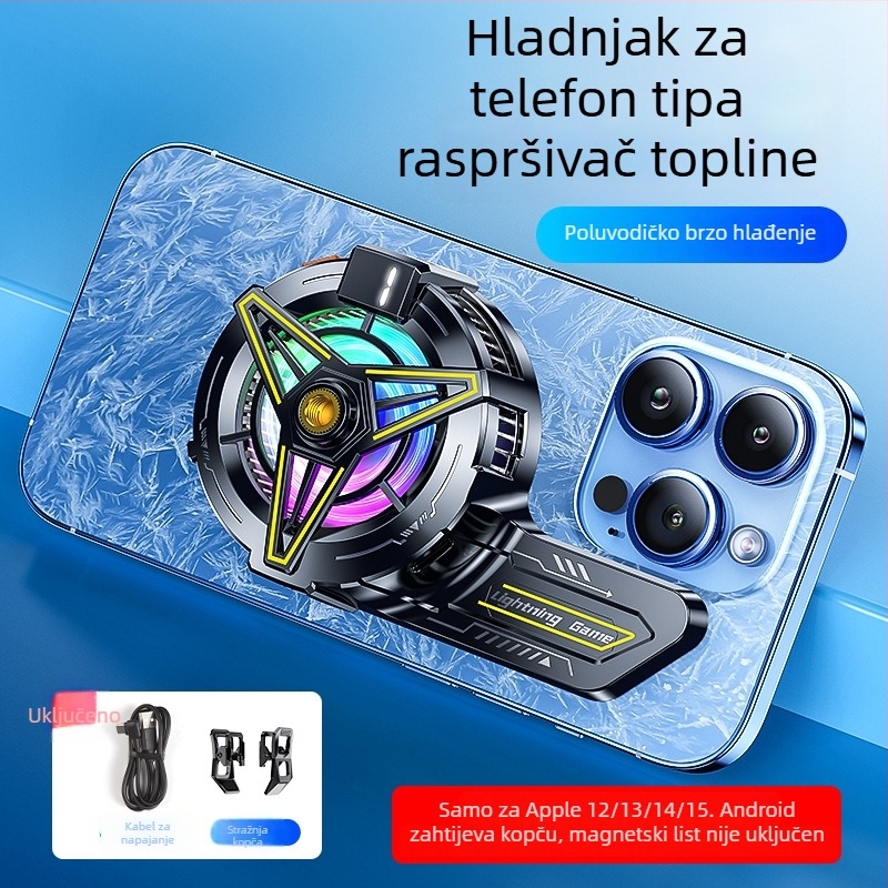 Apple-kompatibilan 3-u-1 magnetski stražnji klip za hlađenje pametnih telefona: produženi hladnjak, hlađenje CPU i hlađenje polovodiča