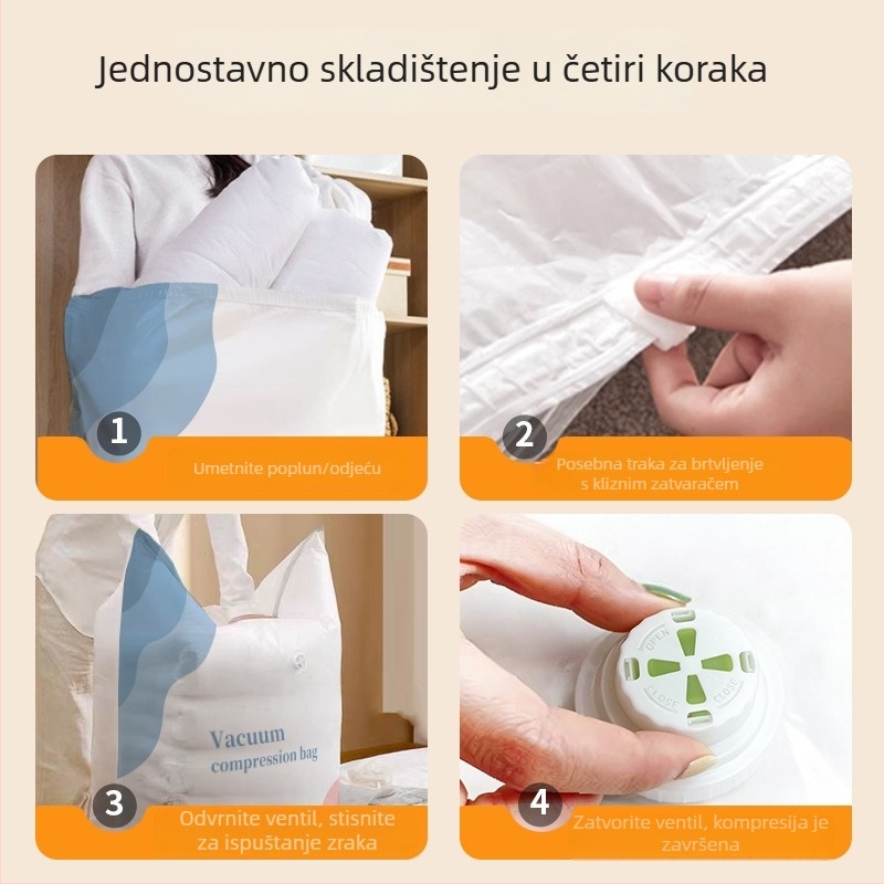 3D vakuumske vreće za kućnu upotrebu – bez pumpe, dvostrane namijenjene za kompresiju i oslobađanje zraka, za sezonsku odjeću i deke