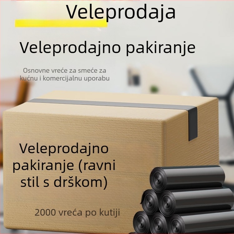 Crne vreće za kućanske otpadke, s pločatim otvorom, prijenosne, 100 komada, HDPE, jednokratne upotrebe, rolo pakiranje, univerzalna primjena