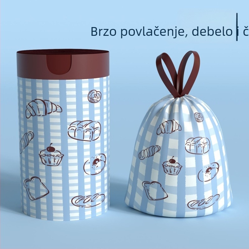 Ojačane kućne vreće za otpad sa šnuralom, jednorazne plastične vreće s crtićnim uzorcima, prikladne za studentske domove i urede