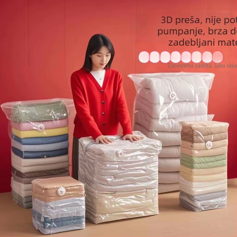 Nova debela trodimenzionalna vakuumska vrećica bez pumpanja za skladištenje odjeće, pokrivača i jakni s punilom