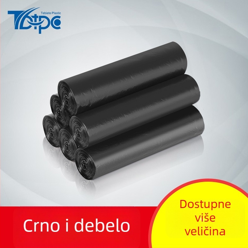 Velike crne vreće za smeće, debeli, perforirane, otvor ravnog otvora, za kućnu upotrebu
