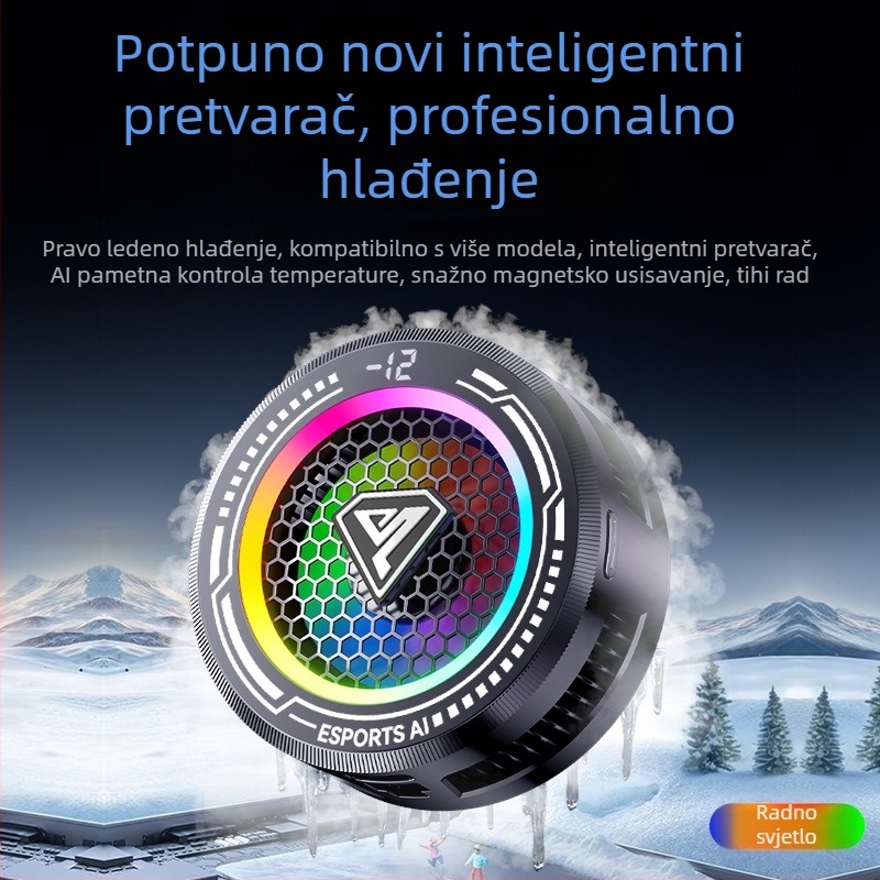 Pažljivo odabran magnetski hladnjak za telefon s AI upravljanjem temperaturom, ledeno hlađenje za telefone i tablete, s digitalnim zaslonom