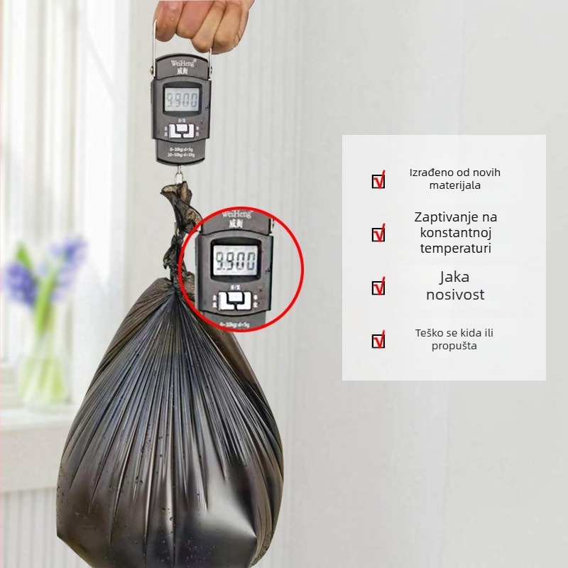 Debele velike vreće za otpad s ručkama, ravno otvaranje, crne, male veličine, paket od 100 kom