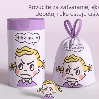 Kućne debele vreće za otpad s tiskanim motivom djevojčice, vrećice za zavezivanje, otporne na kidanje, pogodne za kućnu i komercijalnu upotrebu