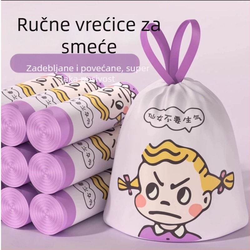 Kućne debele vreće za otpad s tiskanim motivom djevojčice, vrećice za zavezivanje, otporne na kidanje, pogodne za kućnu i komercijalnu upotrebu