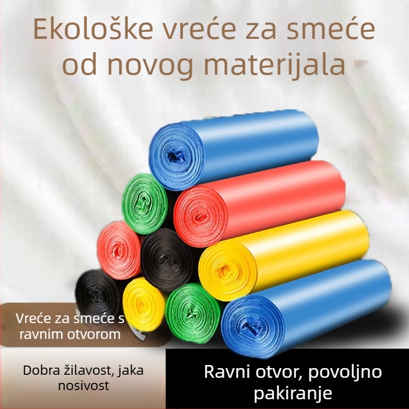Vrećice za smeće s plosnim otvorom, individualno pakirane, za kućnu upotrebu, debeli, jednokratni, crne plastične vrećice za kuhinju
