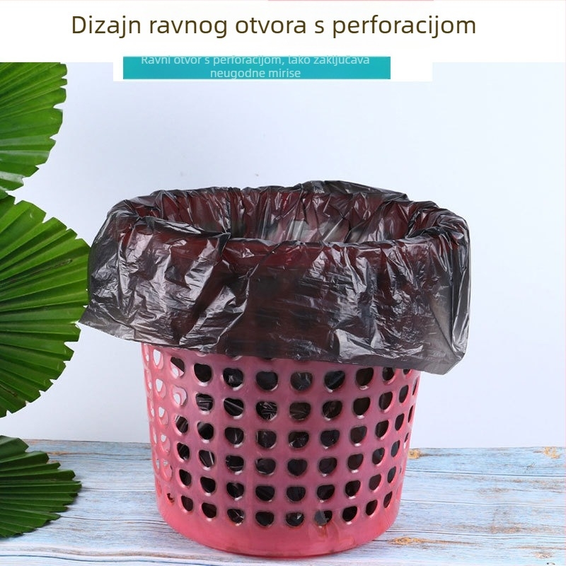 Vrećice za smeće s plosnim otvorom, individualno pakirane, za kućnu upotrebu, debeli, jednokratni, crne plastične vrećice za kuhinju