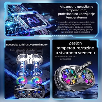 K19 hladnjak za mobitel s velikim područjem hlađenja, RGB osvjetljenje, dvostruko poluvodičko hlađenje, prijenos uživo, dvostruka crna tehnologija