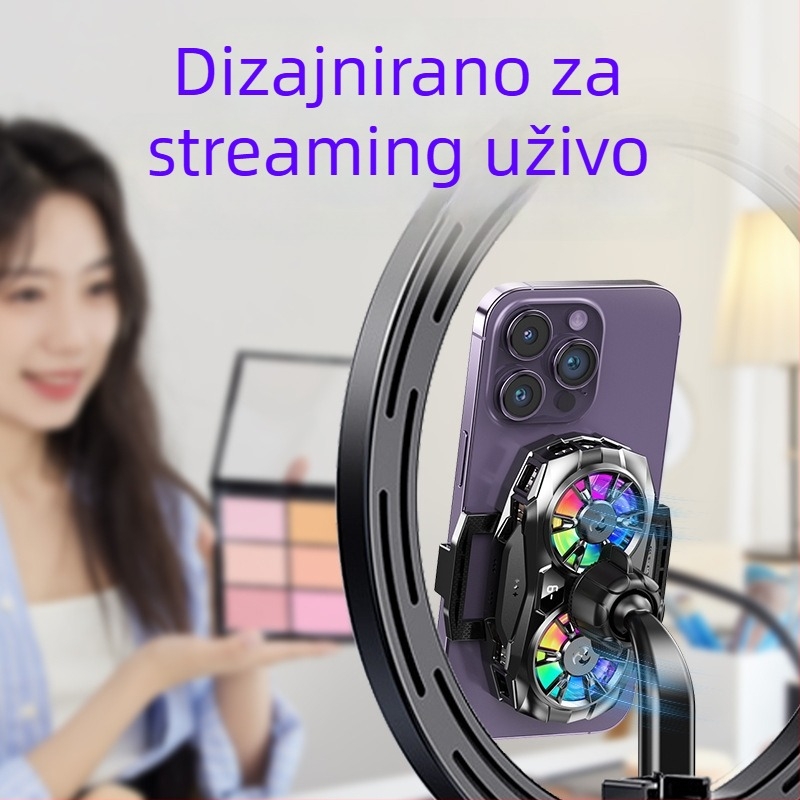 K19 hladnjak za mobitel s velikim područjem hlađenja, RGB osvjetljenje, dvostruko poluvodičko hlađenje, prijenos uživo, dvostruka crna tehnologija