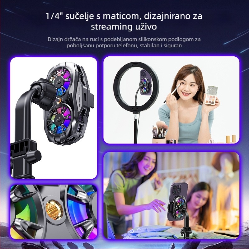 K19 hladnjak za mobitel s velikim područjem hlađenja, RGB osvjetljenje, dvostruko poluvodičko hlađenje, prijenos uživo, dvostruka crna tehnologija