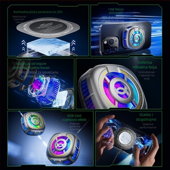 PLEXTONE Puji EX2 Ultra prenosni magnetski stražnji klip RGB poluvodički hladnjak za mobitele