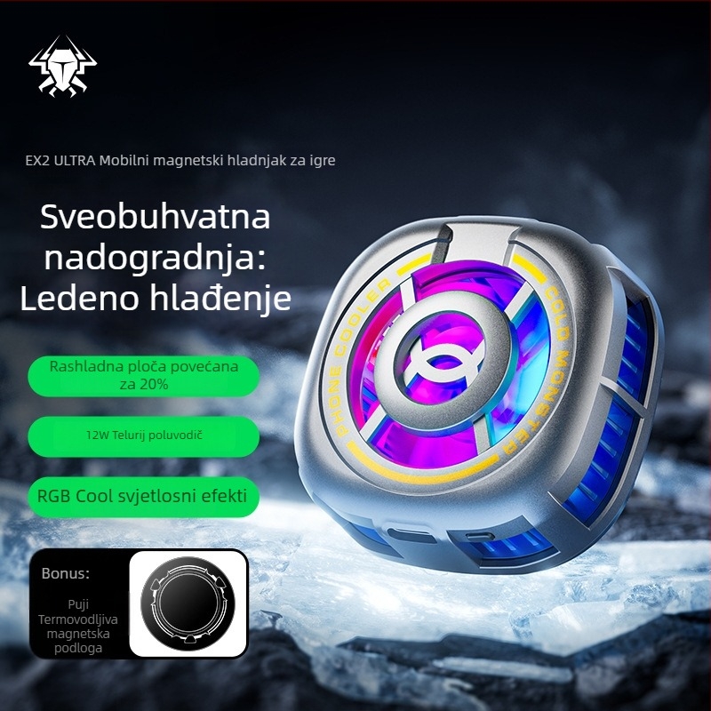 PLEXTONE Puji EX2 Ultra prenosni magnetski stražnji klip RGB poluvodički hladnjak za mobitele