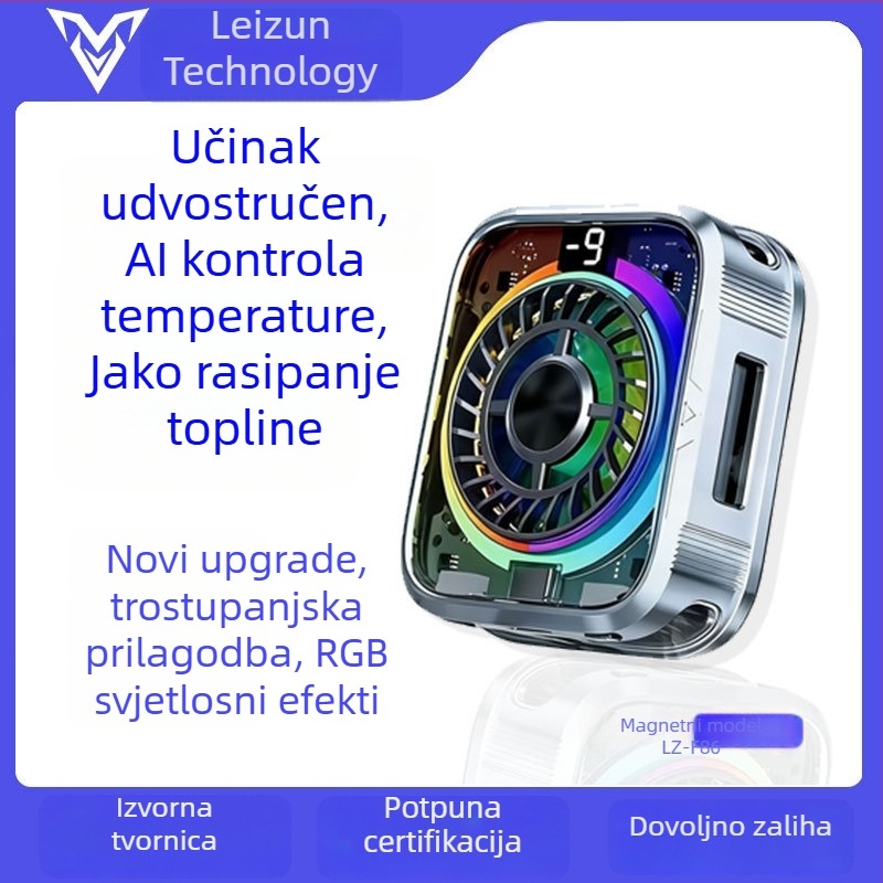 AI hladnjak za mobitel s kontrolom temperature, model F86, prenosiv, s digitalnim zaslonom, poluvodičko hlađenje