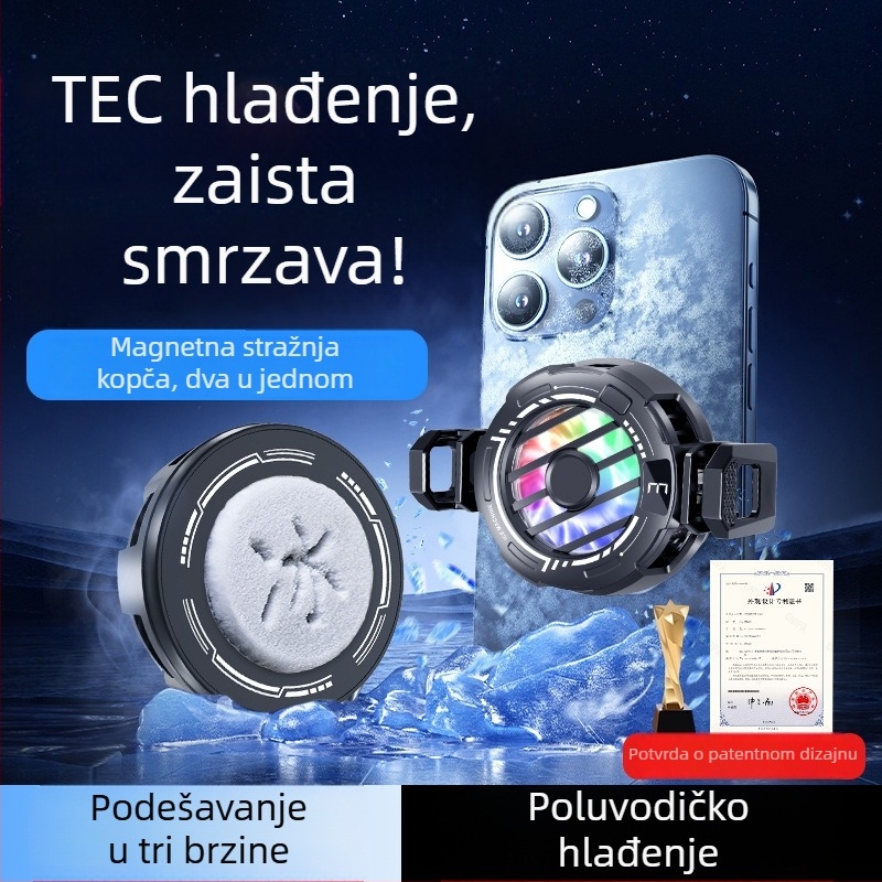 S32A rashladni uređaj za mobitel sa tri razine podešavanja, digitalni zaslon, magnetni stražnji klip, univerzalno tiho hlađenje