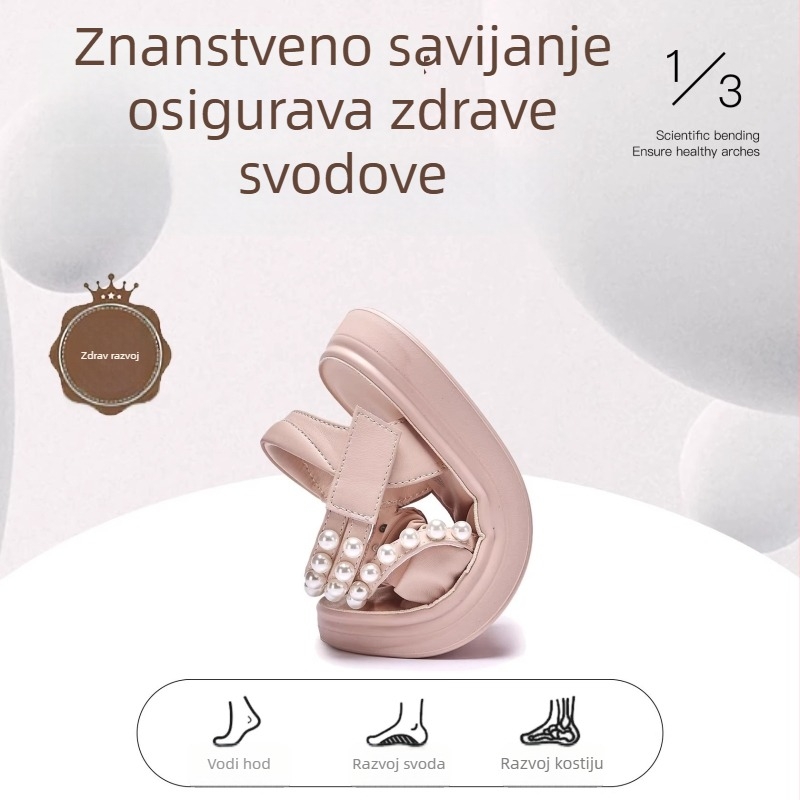 Dječje princezine sandale, ljeto 2026, novi model, mekana potplata, protuklizne, otvoreni prsti, Velcro zatvaranje