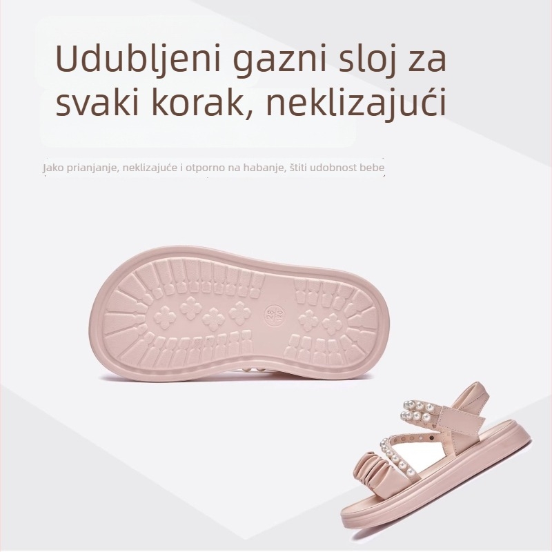 Dječje princezine sandale, ljeto 2026, novi model, mekana potplata, protuklizne, otvoreni prsti, Velcro zatvaranje