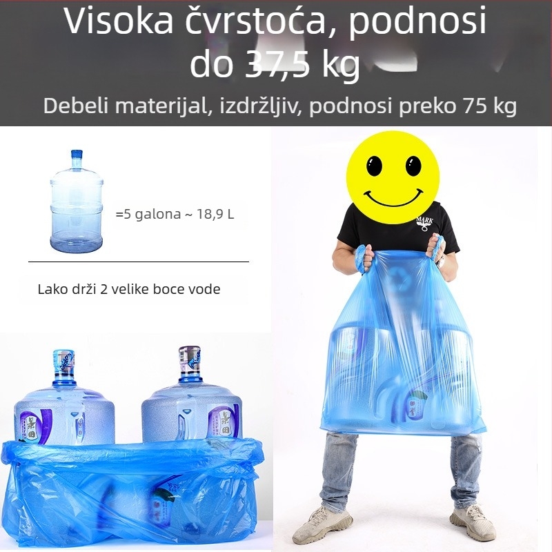 Velike šarene vreće za smeće, debele HDPE, vreće s ravnim otvorom, izdržljive, za mokri i suhi otpad, plava, crvena, zelena i siva