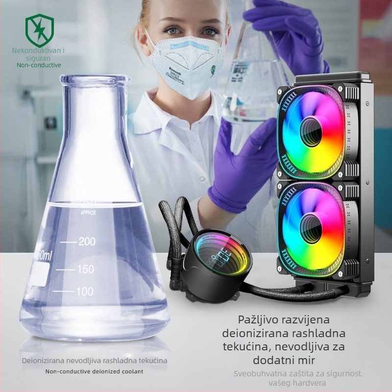 240 mm integrirani vodeni hladnjak za desktop PC s digitalnim zaslonom, ARGB, ultra tiho, CPU ventilator za više platformi