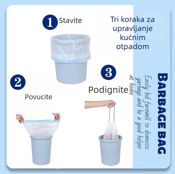 Kućne vreće za smeće, debele, ekonomsko pakiranje, s vrpcom za zatvaranje, crne, velike, za kuhinju i ured