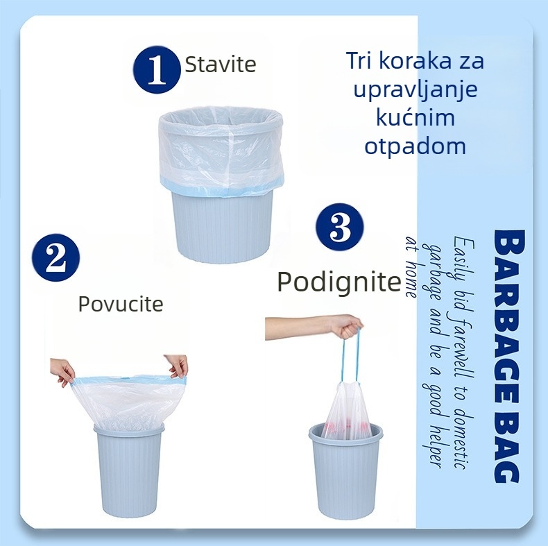Kućne vreće za smeće, debele, ekonomsko pakiranje, s vrpcom za zatvaranje, crne, velike, za kuhinju i ured
