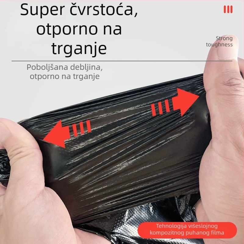 Smeće vrećice s plosnim otvorom, jednokratne, crne, kućna upotreba, kutija od 100 rolni