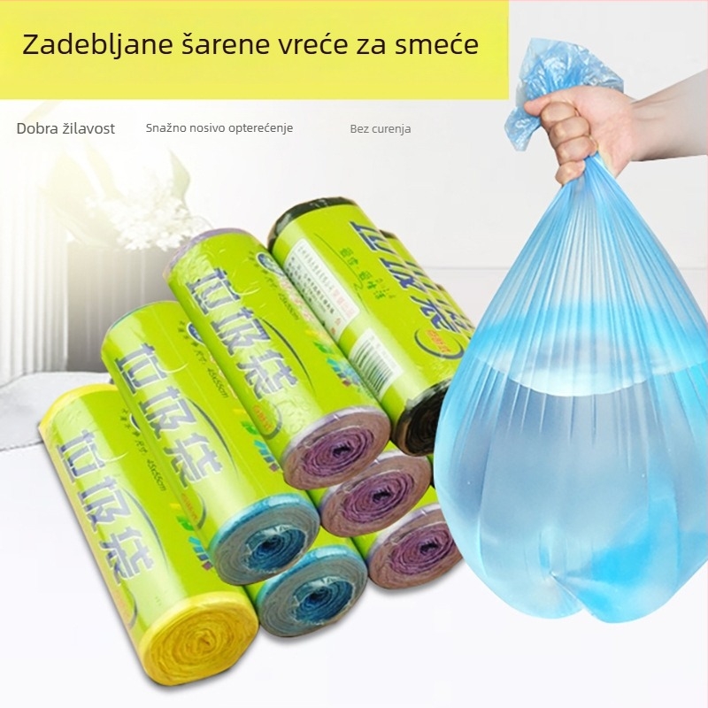 Weijie debele vrećice za otpad crne boje, za ured i dom, jednokratne, 45×55 cm, dvostruki sloj, 100 rola