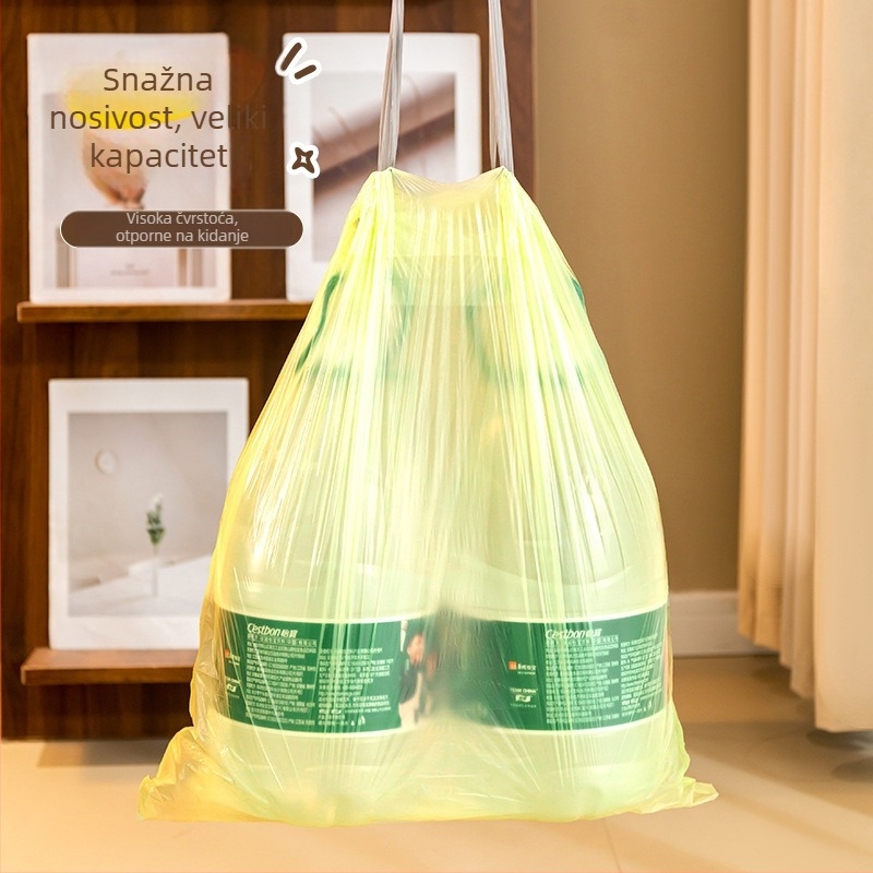 Kućne vrećice za smeće s vrpcom, prijenosne, ekstra velike i debele, plastične vrećice s zatvaračem na vrpcu