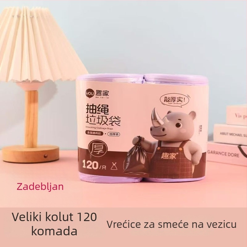 Vreće za otpad sa šnurlom, ekonomsko pakiranje, velika rola, za dom, kuhinju i studentski dom, debele crne vrećice za čišćenje