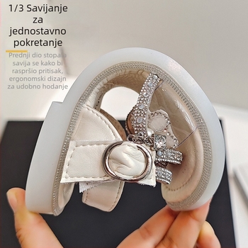 Dječje otvorene rimske sandale sa rhinestones i cvjetnim ukrasima – ljeto 2025