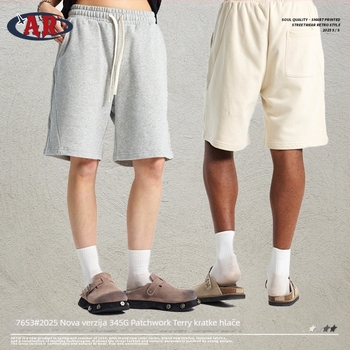 Artie muške šortse za ljeto 2026, terry patchwork, opuštene, srednje duljine, streetwear