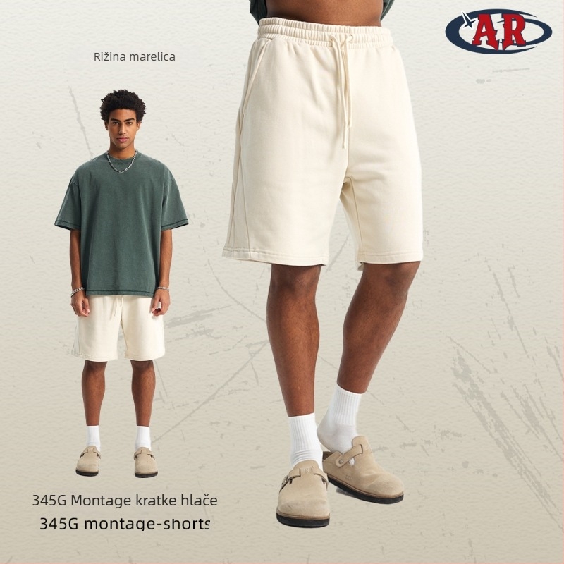 Artie muške šortse za ljeto 2026, terry patchwork, opuštene, srednje duljine, streetwear