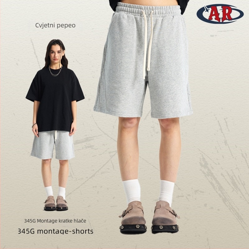 Artie muške šortse za ljeto 2026, terry patchwork, opuštene, srednje duljine, streetwear