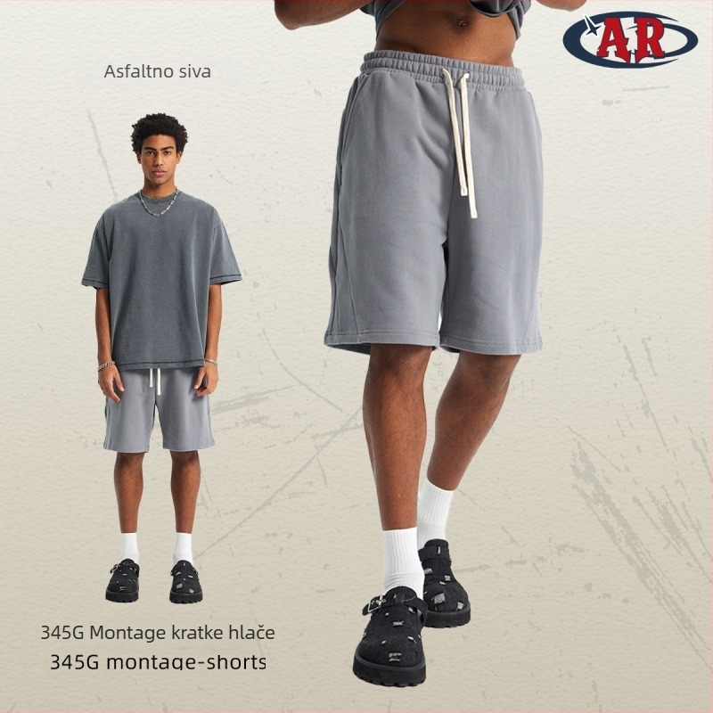 Artie muške šortse za ljeto 2026, terry patchwork, opuštene, srednje duljine, streetwear