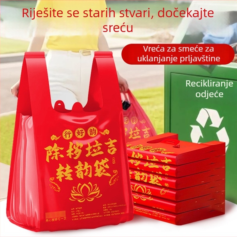 Crvene vreće za kućni otpad sa šnuralom, deblje, velike veličine, otporne na kidanje, plastične vreće