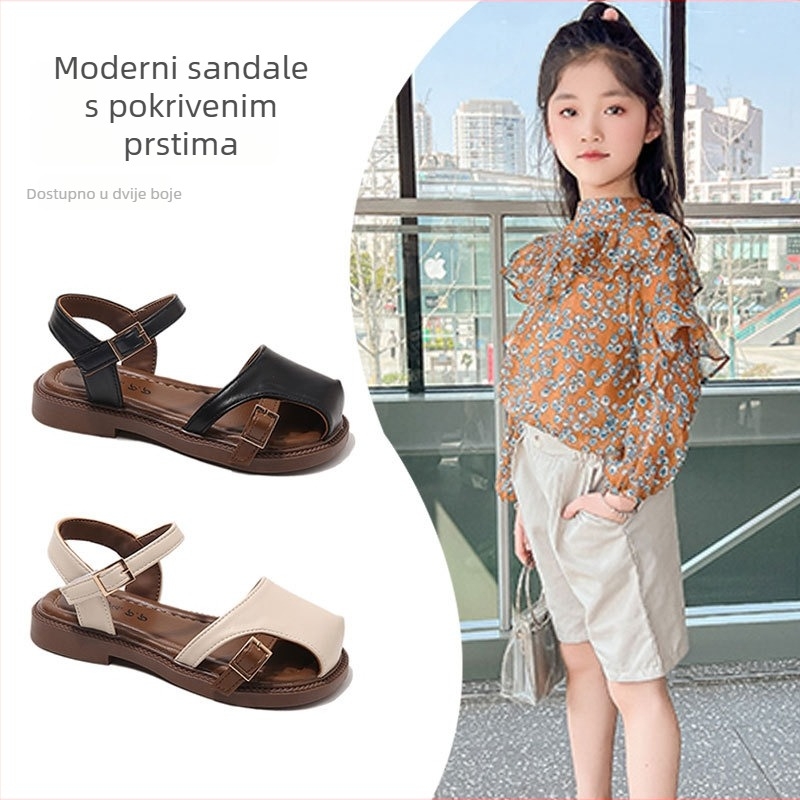 Dječje sandale s poluzatvorenim prstom, ljeto 2026, korejski stil, šumska princeza, casual rimske sandale