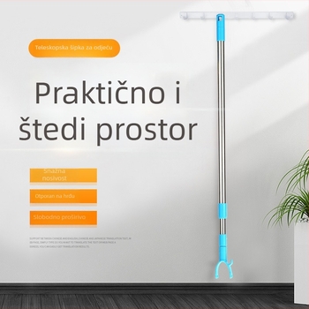Teleskopni štap za sušenje od nehrđajućeg čelika s gornjim kukom – balkon, moderni minimalistički stil