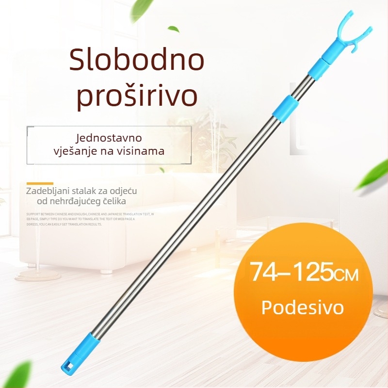 Teleskopni štap za sušenje od nehrđajućeg čelika s gornjim kukom – balkon, moderni minimalistički stil