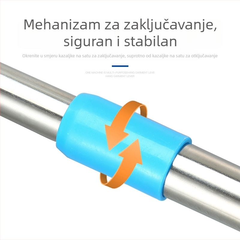 Teleskopni štap za sušenje od nehrđajućeg čelika s gornjim kukom – balkon, moderni minimalistički stil