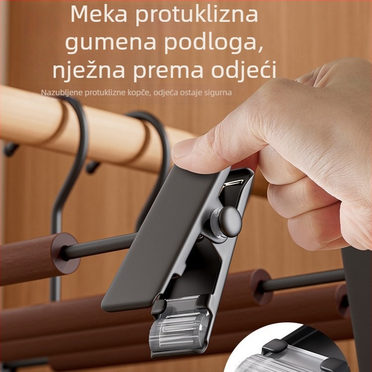 Držač za hlače od bukovog drveta sa klipsama, za kućnu upotrebu, ne ostavlja tragove na odjeći, držač za suknje i hlače u garderobi
