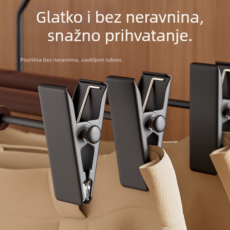 Držač za hlače od bukovog drveta sa klipsama, za kućnu upotrebu, ne ostavlja tragove na odjeći, držač za suknje i hlače u garderobi