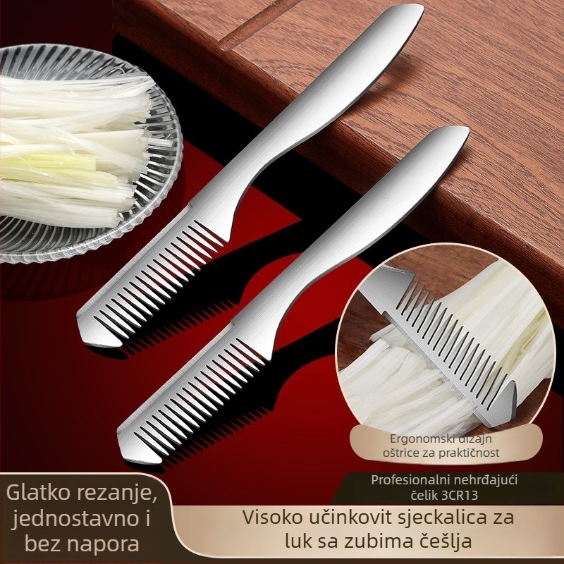 Nehrđajući čelični višenamjenski sjeckalica za povrće, s nožem za luk i ribanje za zeleni luk