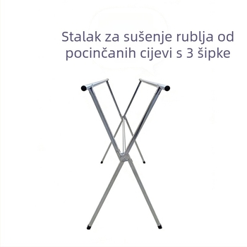 Bez montaže, nehrđajući čelik, podna sušilica za odjeću s dvije šipke, X-oblik sklopiva za balkon