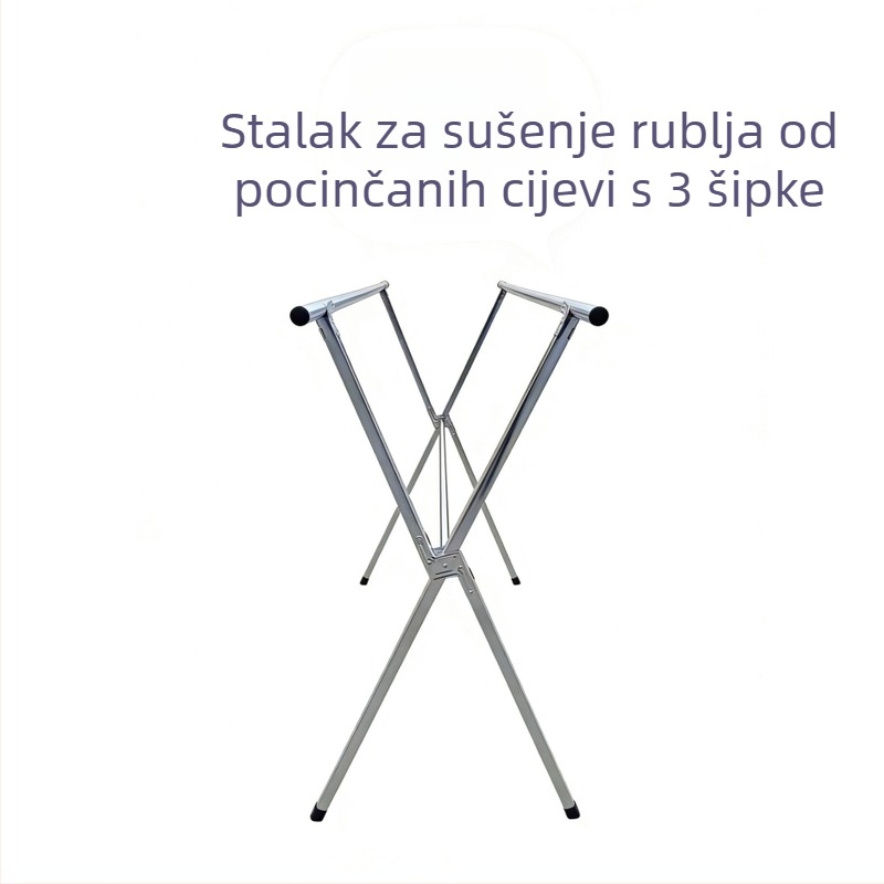 Bez montaže, nehrđajući čelik, podna sušilica za odjeću s dvije šipke, X-oblik sklopiva za balkon