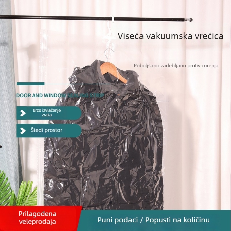 Vješena vakuumska vreća za odjeću sa bočnim usisavanjem, zaštita od prašine i vodootporna torba za pohranu odjeće