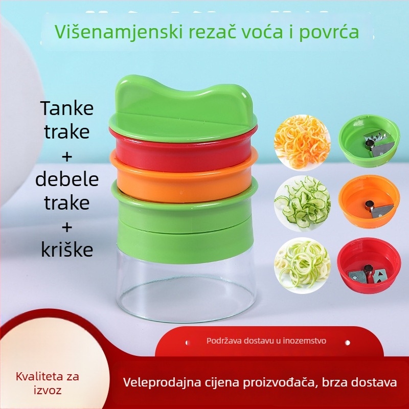 Spiralni naribavač s tri oštrice — višenamjenski okretni naribavač za voće i povrće