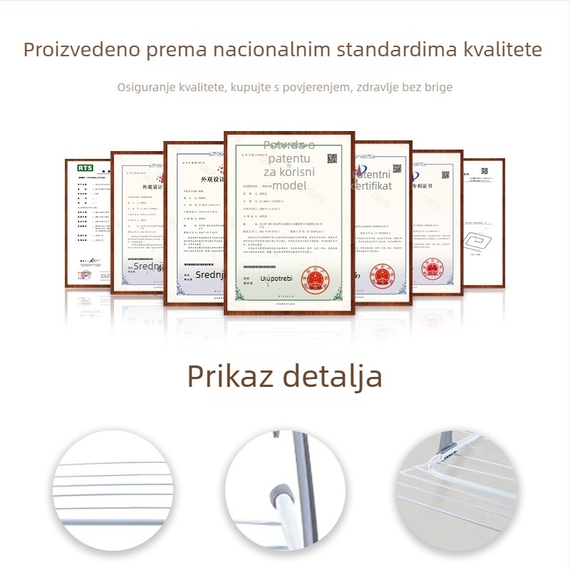 Nehrđajući čelični viseći sušilo za odjeću s policom za cipele na prozorskoj dasci, balkon, sklopivo za kućnu upotrebu