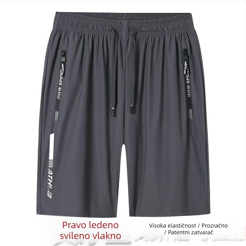 Muške Ice Silk šorceve za ljeto, prozračne, lagane, dužina do pola bedra, za fitness, plus veličine