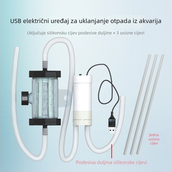 Električna potopna pumpa za izmjenu vode u akvariju i čišćenje; usisavanje otpada i čišćenje pijeska, automatsko uključivanje i isključivanje.