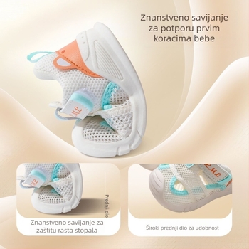 Ljetne sandale za bebe za hodanje s mekom podom, protivklizne, mrežaste gornje